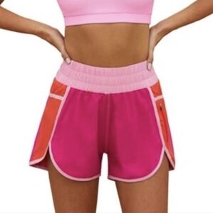 NWOT Beach Riot Pink and Orange Athletic Shorts Hot Pink Colorblock